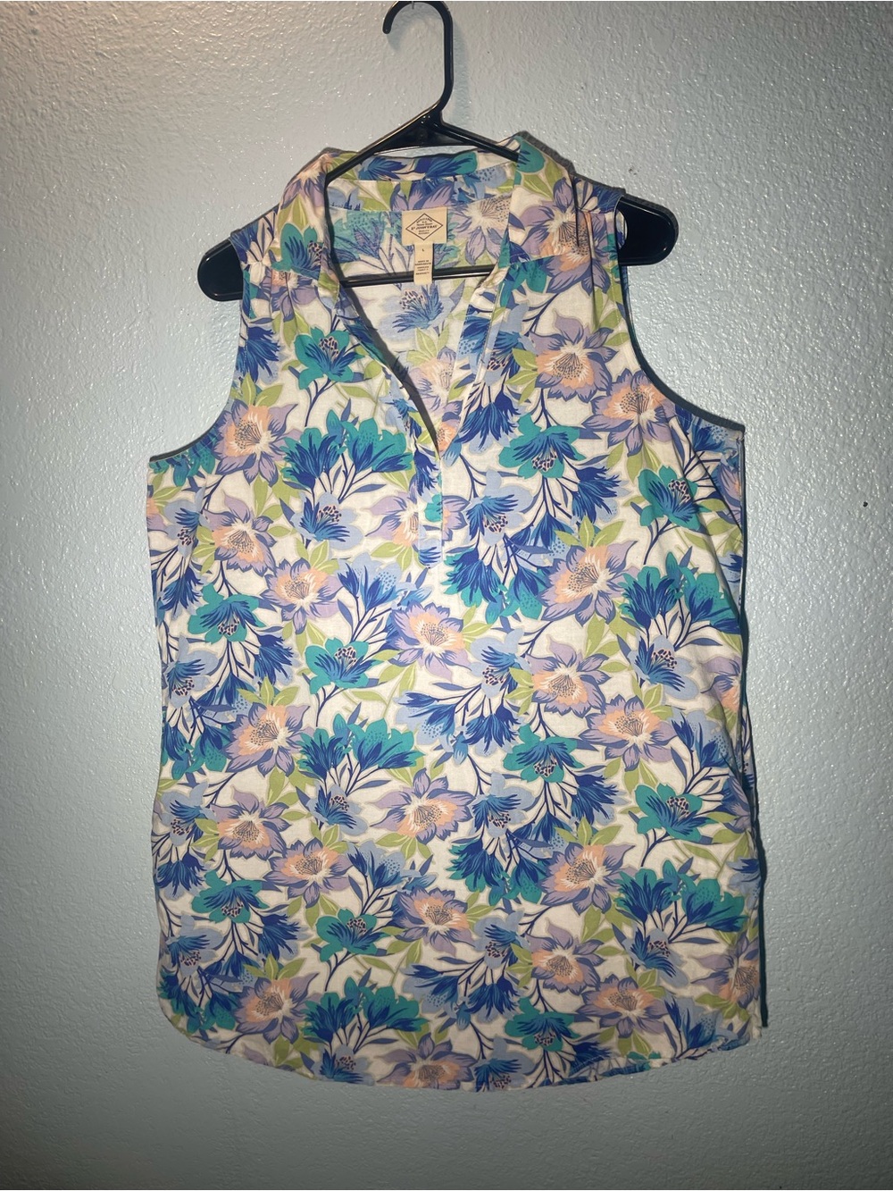 St. John's Bay Sleeveless Floral Dress in Blue, Teal, Lavender